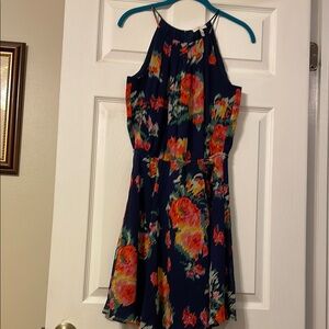 Joie Floral Halter Dress - Navy and Multicolor